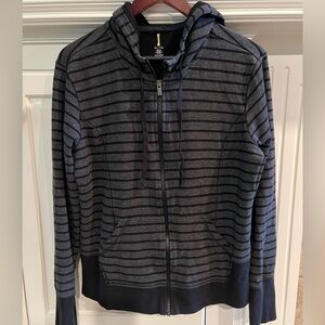 Lucy Women’s Striped Charcoal Zip up Hoodie